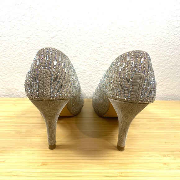De Blossom Collection Silver Rhinestone Sparkle Evening Pumps Heels Size 7 - Picture 4 of 7